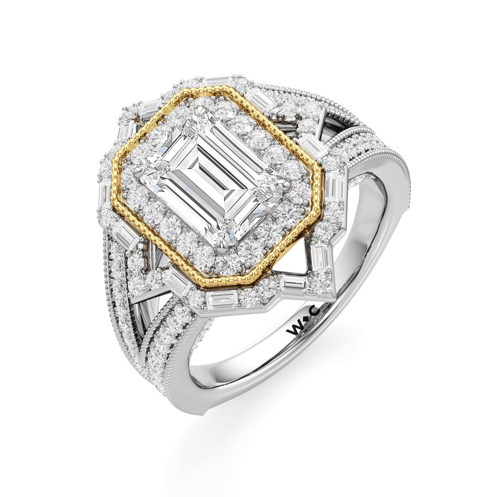 Emerald Cut The San Remo Ring (E+ VVS+) with Lab Grown Diamond in 14KT White & Yellow Gold view 4