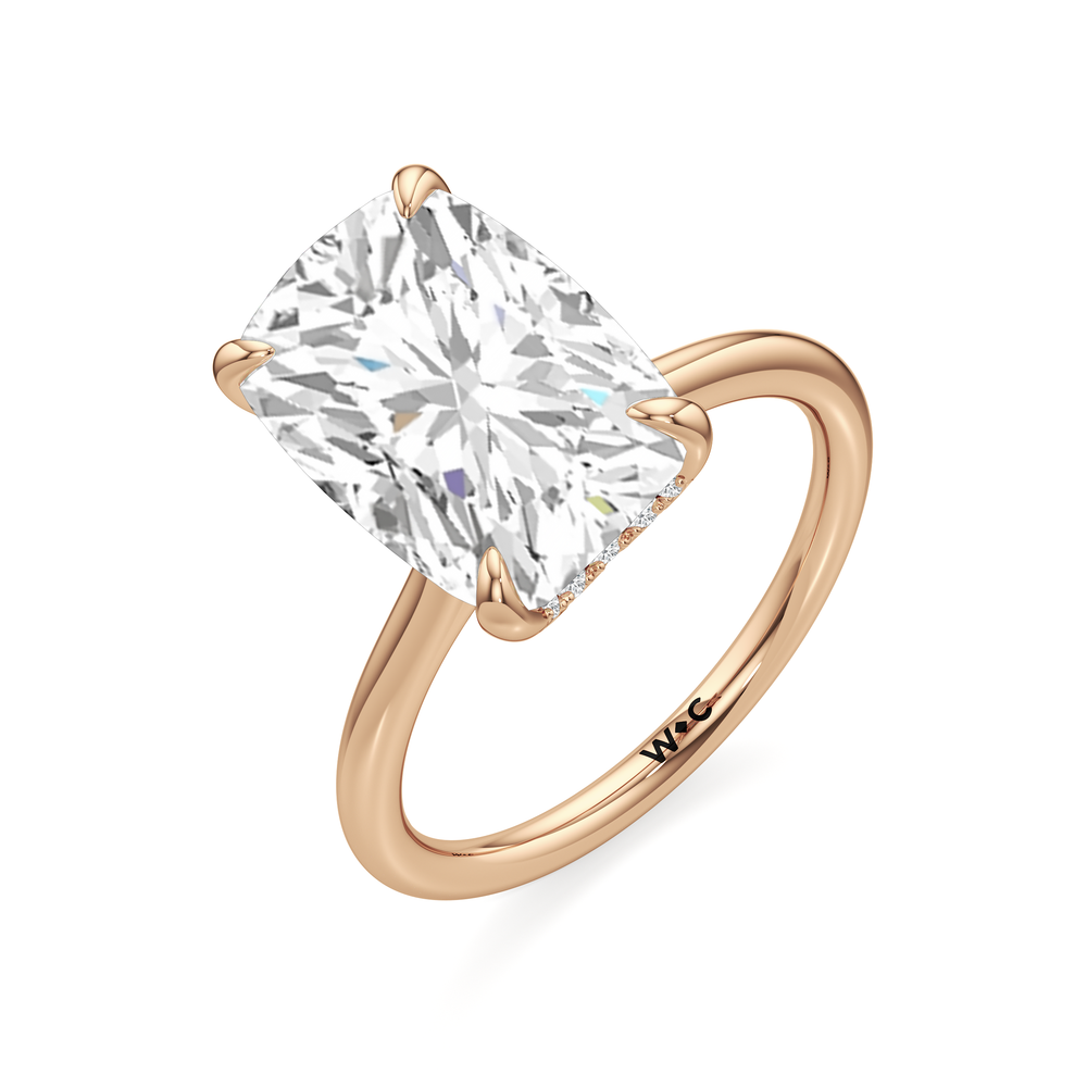 The Cassatt Solitaire Engagement Ring with Elongated Cushion Cut Diamond in 14KT Rose Gold view 4
