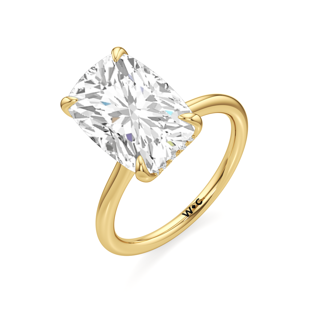 The Cassatt Solitaire Engagement Ring with Elongated Cushion Cut Diamond in 14KT Yellow Gold view 4