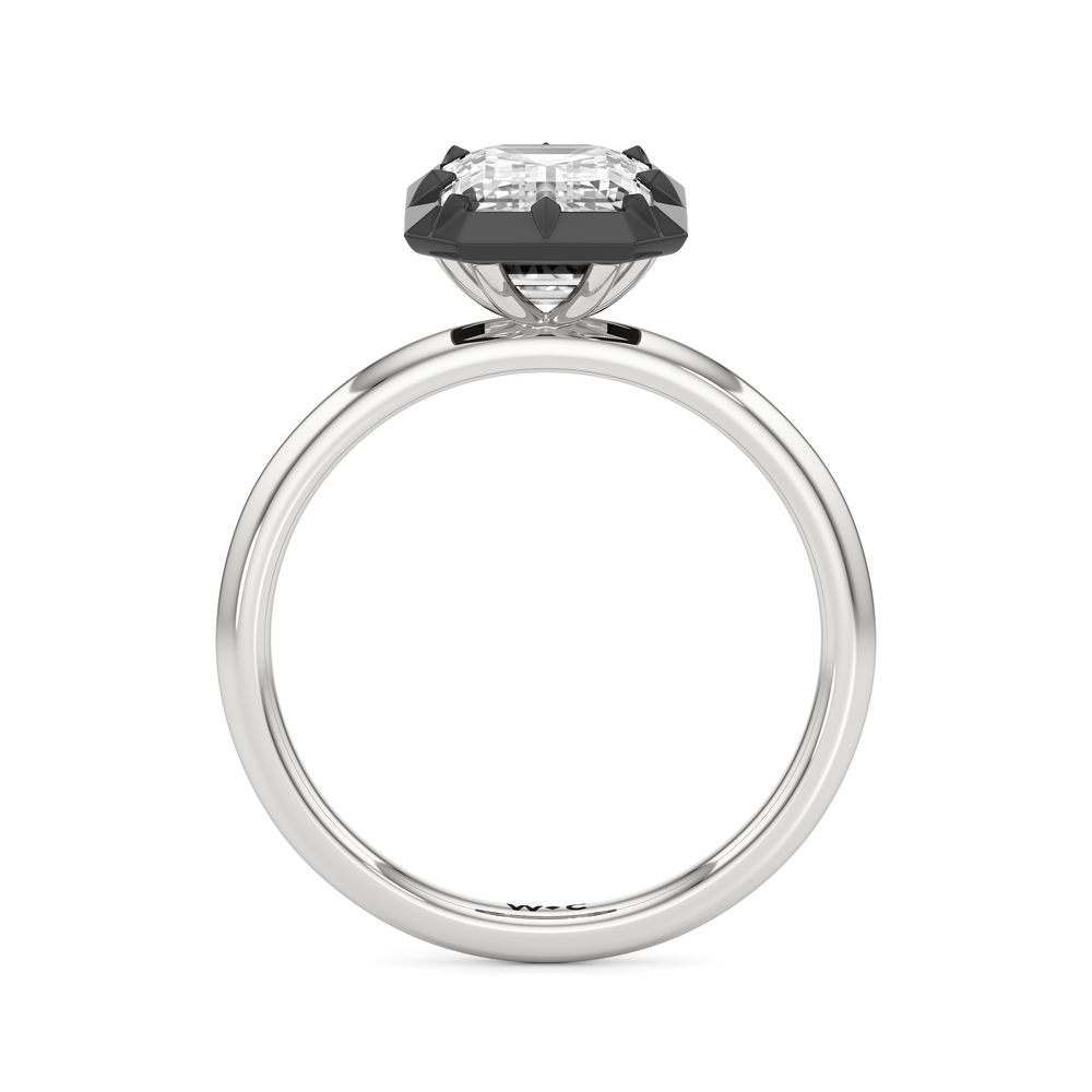 Emerald Cut The Solenne Engagement Ring with Lab Grown Diamond in 14KT White & Black Gold view 2