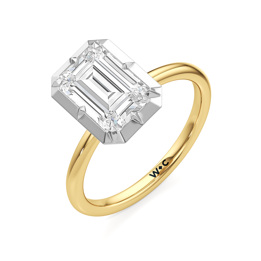 Emerald Cut The Solenne Engagement Ring with Lab Grown Diamond in 14KT Yellow & White Gold view 3