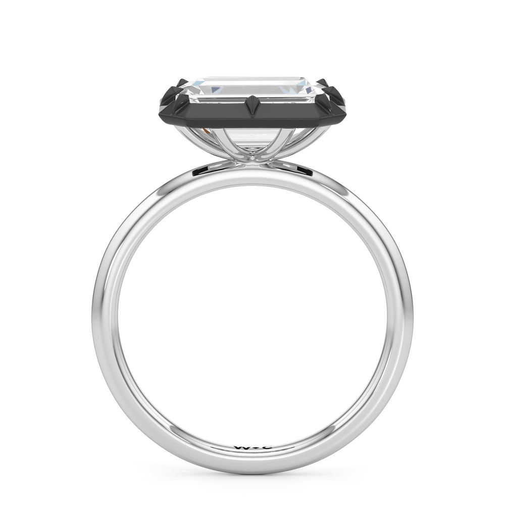 West Emerald Cut The Élodie Engagement Ring with Lab Grown Diamond in 14KT White & Black Gold view 2