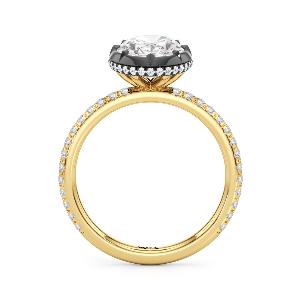 Oval Cut The Fleuron Engagement Ring with Lab Grown Diamond in 14KT Yellow & Black Gold view 3