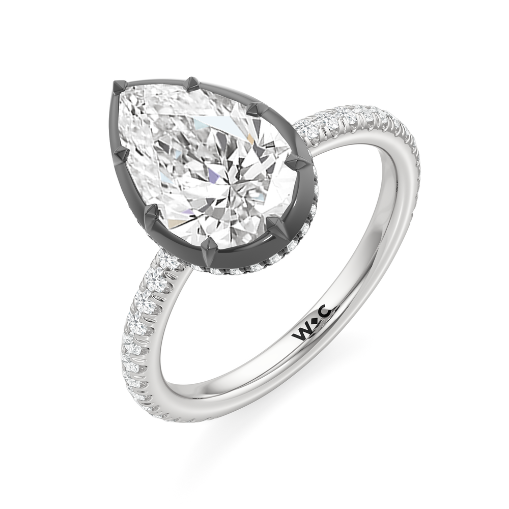 Pear Cut The Fleuron Engagement Ring with Lab Grown Diamond in 14KT White & Black Gold view 4