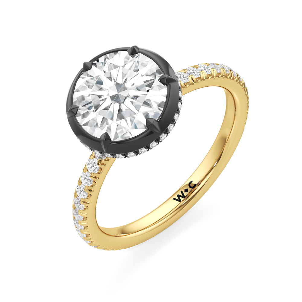 Round Cut The Fleuron Engagement Ring with Lab Grown Diamond in 14KT Yellow & Black Gold view 4