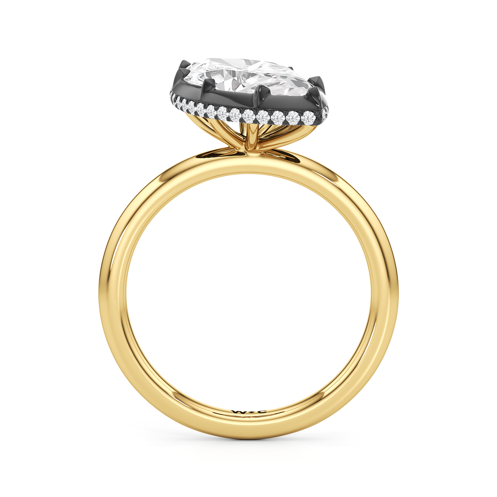 Marquise Cut The Lilt Engagement Ring with Lab Grown Diamond in 14KT Yellow & Black Gold view 2