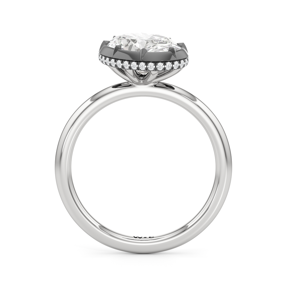 Oval Cut The Lilt Engagement Ring with Lab Grown Diamond in 14KT White & Black Gold view 2