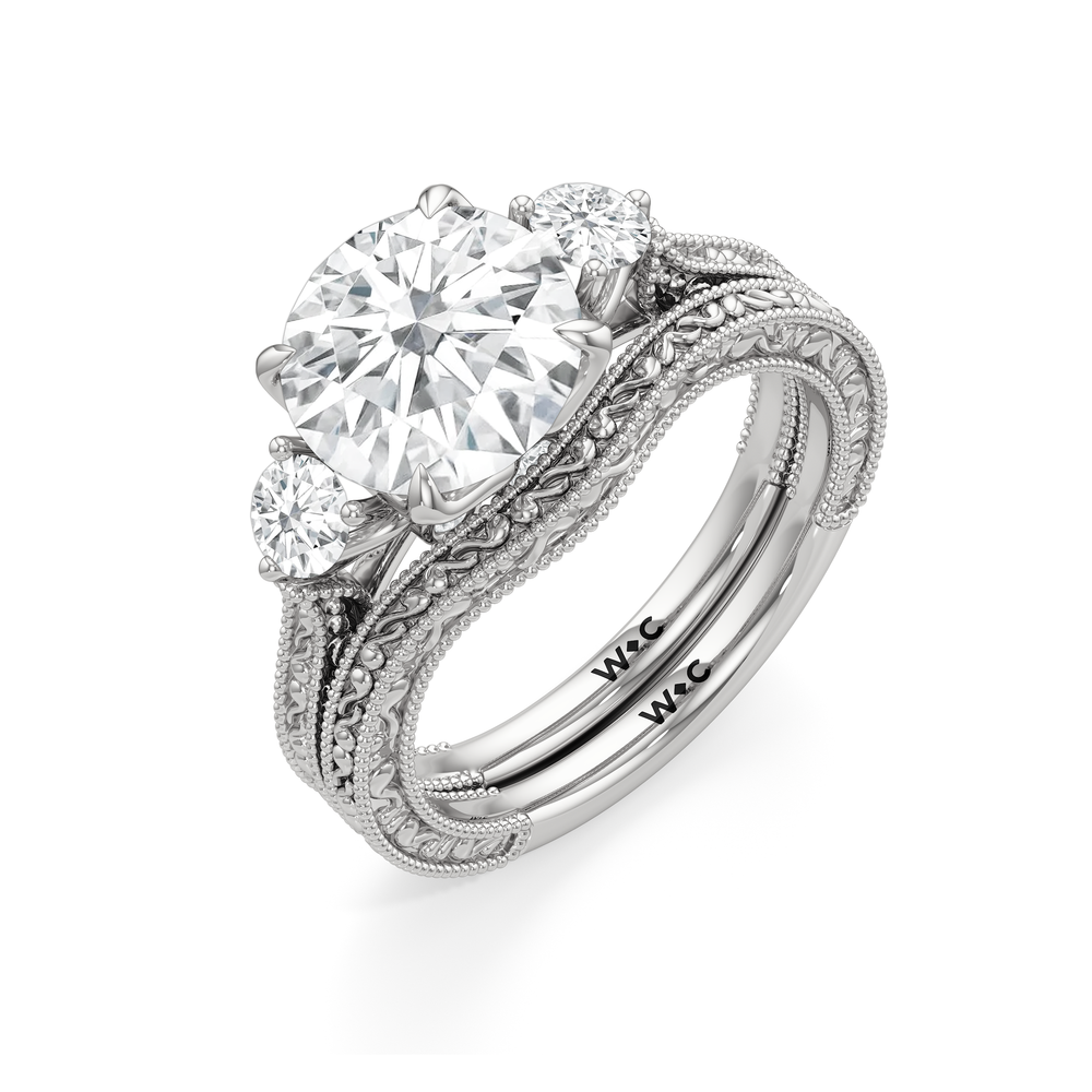 Round Cut The Seraphine Round Three Stone Ring with Lab Grown Diamond in 14KT Platinum view 5