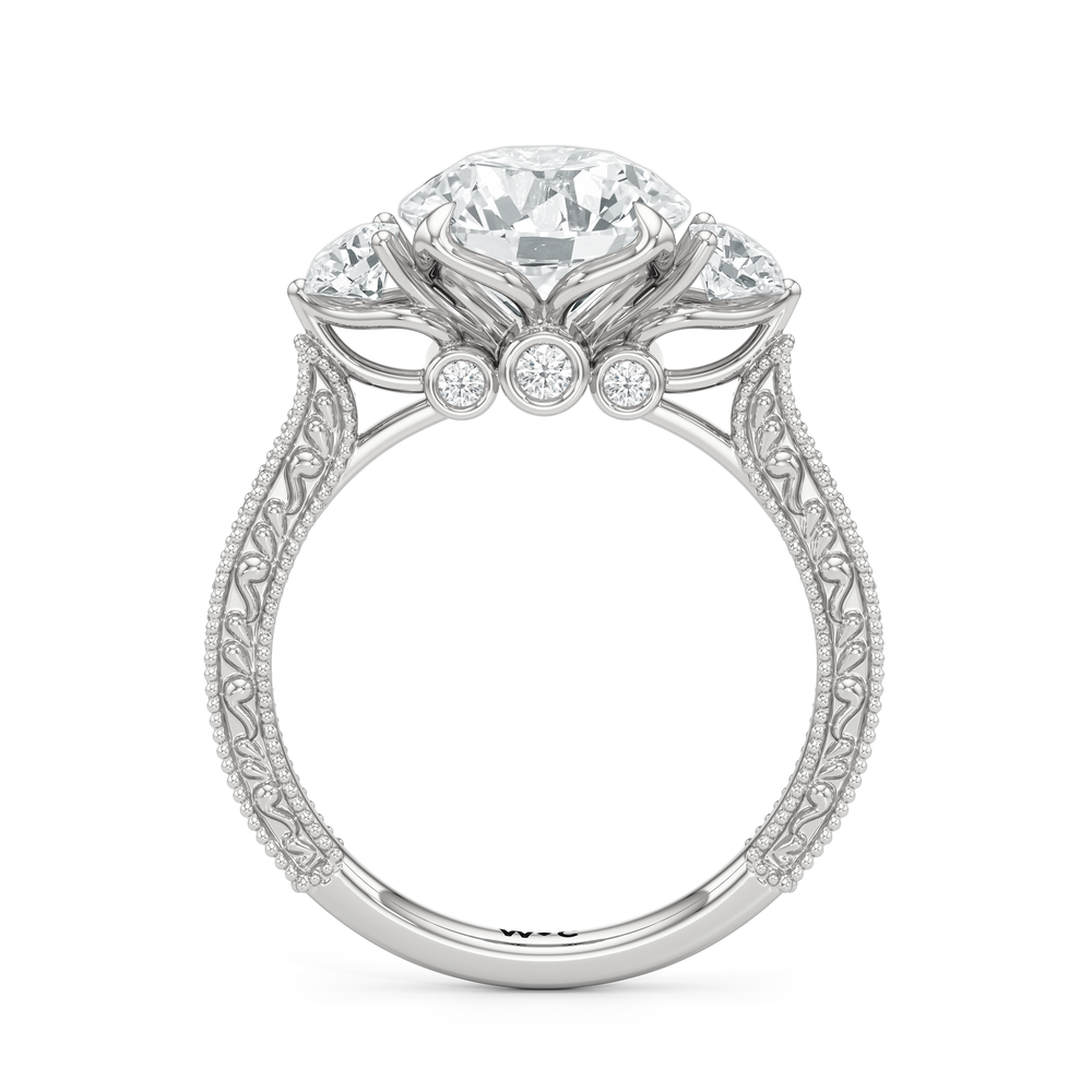 Round Cut The Seraphine Round Three Stone Ring with Lab Grown Diamond in 14KT Platinum view 3