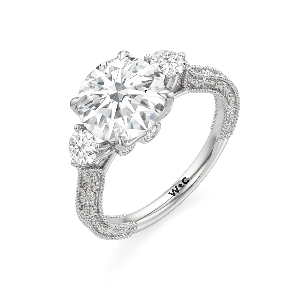 Round Cut The Seraphine Round Three Stone Ring with Lab Grown Diamond in 14KT Platinum view 4
