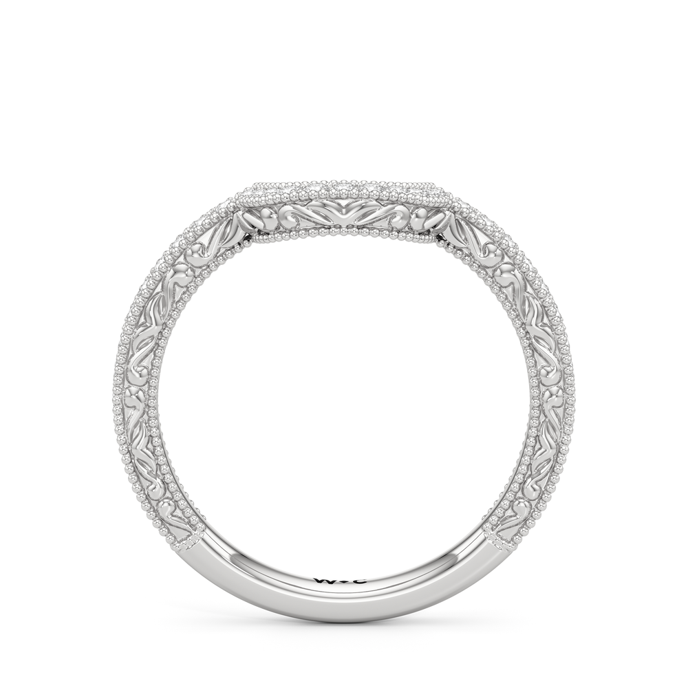 The Seraphine Low-Profile Wedding Band with Platinum Cut Diamond in 14KT Platinum view 3