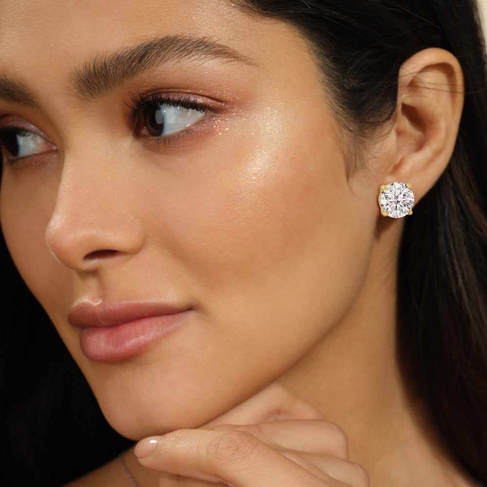 Certified Luxe Four Prong Lab Diamond Stud Earrings (E+ VVS+) with 18KT Rose Gold / Lab / 20 Cut Diamond in 14KT Rose Gold / Lab / 20 view 2