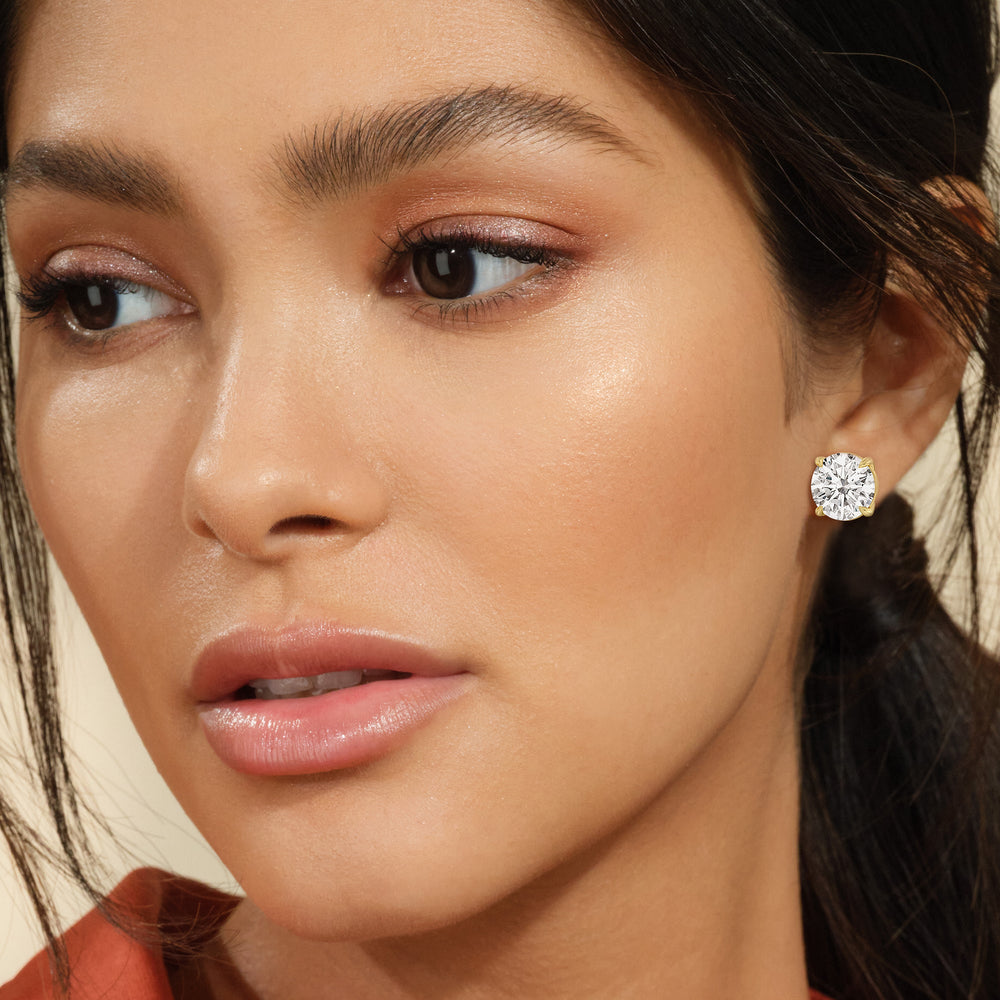 Certified Luxe Four Prong Lab Diamond Stud Earrings (E+ VVS+) with Platinum / Lab / 16 Cut Diamond in 14KT Platinum / Lab / 16 view 2