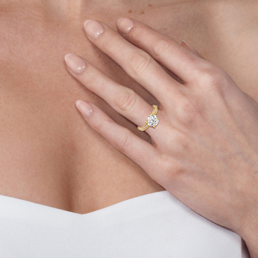 Model Wearing The Bond Engagement Ring view