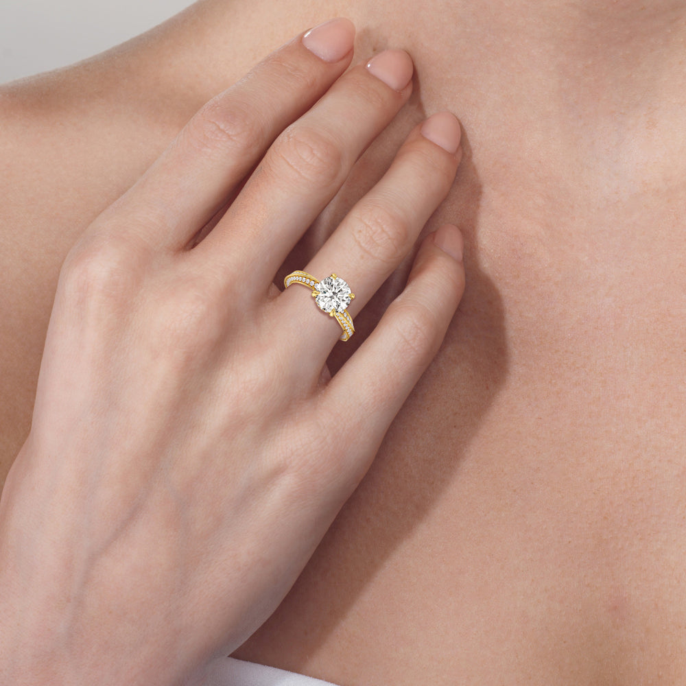 Model Wearing The Bond Engagement Ring view
