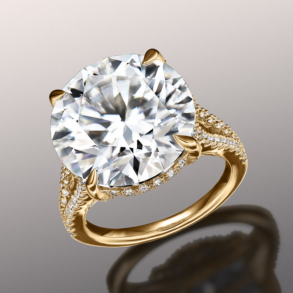 Round Cut The Signac Ring with Lab Grown Diamond in 14KT Yellow Gold view 3