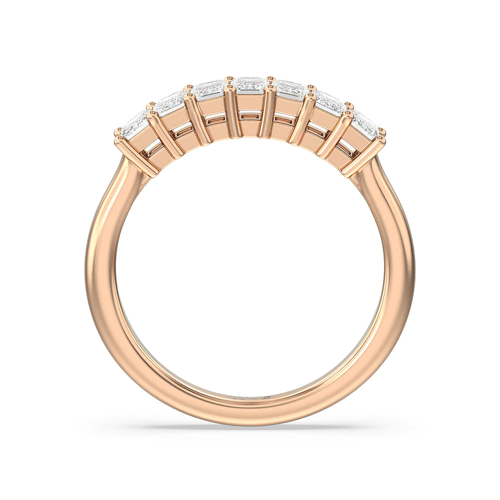 Seven Stone Emerald Cut Diamond Ring (E+ VS+) with 18KT Rose Gold / Lab / 1 Cut Diamond in 14KT Rose Gold / Lab / 1 view 2