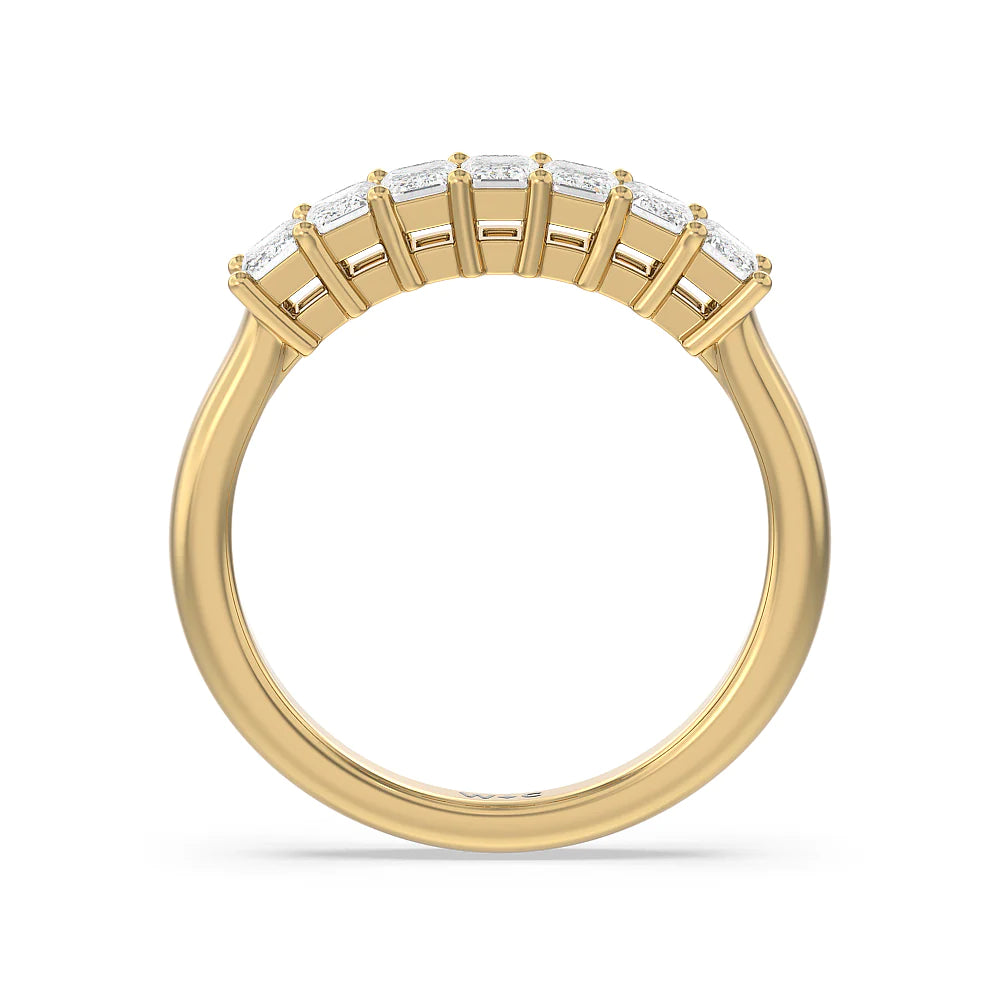 Seven Stone Emerald Cut Diamond Ring (E+ VS+) with 18KT Yellow Gold / Lab / 1 Cut Diamond in 14KT Yellow Gold / Lab / 1 view 2