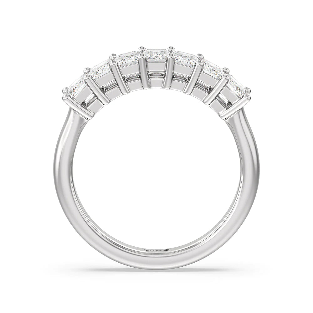 Seven Stone Emerald Cut Diamond Ring (E+ VS+) with Platinum / Lab / 1 1/2 Cut Diamond in 14KT Platinum / Lab / 1 1/2 view 2