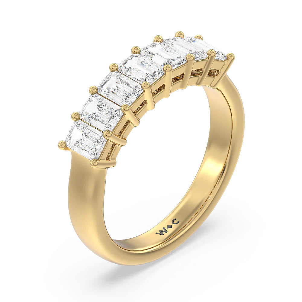 Seven Stone Emerald Cut Diamond Ring (E+ VS+) with 18KT Yellow Gold / Lab / 1 1/2 Cut Diamond in 14KT Yellow Gold / Lab / 1 1/2 view 3