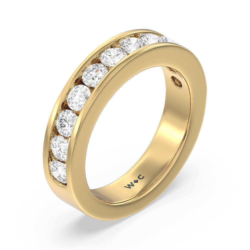 Round Brilliant Cut Diamond Channel Set Band (F/G SI+) with 18KT Yellow Gold / Natural / 1 1/2 Cut Diamond in 14KT Yellow Gold / Natural / 1 1/2 view 5