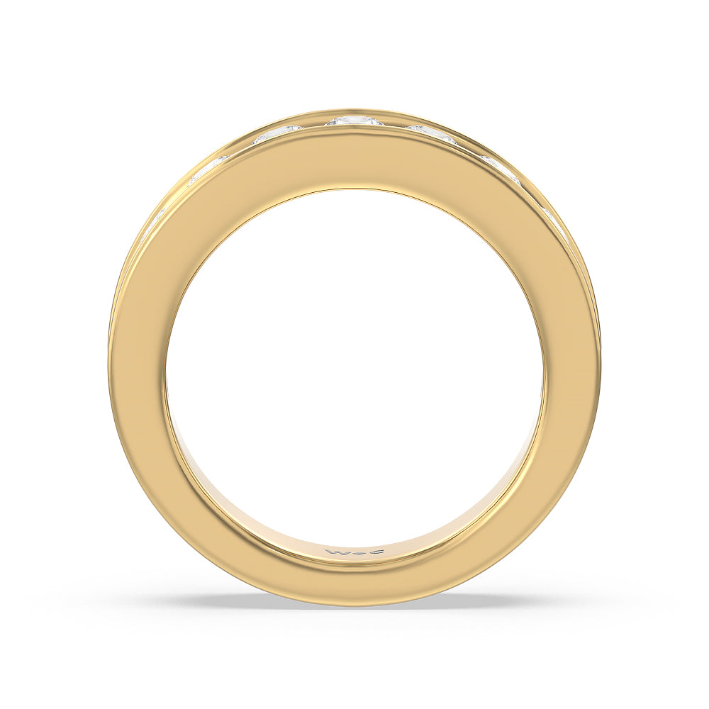 Round Brilliant Cut Diamond Channel Set Band (F/G SI+) with 18KT Yellow Gold / Natural / 2 Cut Diamond in 14KT Yellow Gold / Natural / 2 view 4