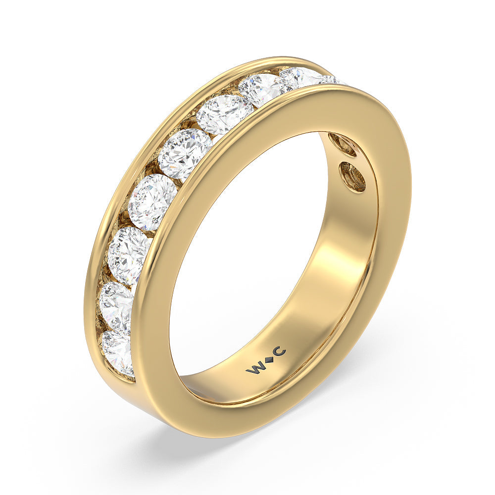 Round Brilliant Cut Diamond Channel Set Band (F/G SI+) with 18KT Yellow Gold / Natural / 2 Cut Diamond in 14KT Yellow Gold / Natural / 2 view 5
