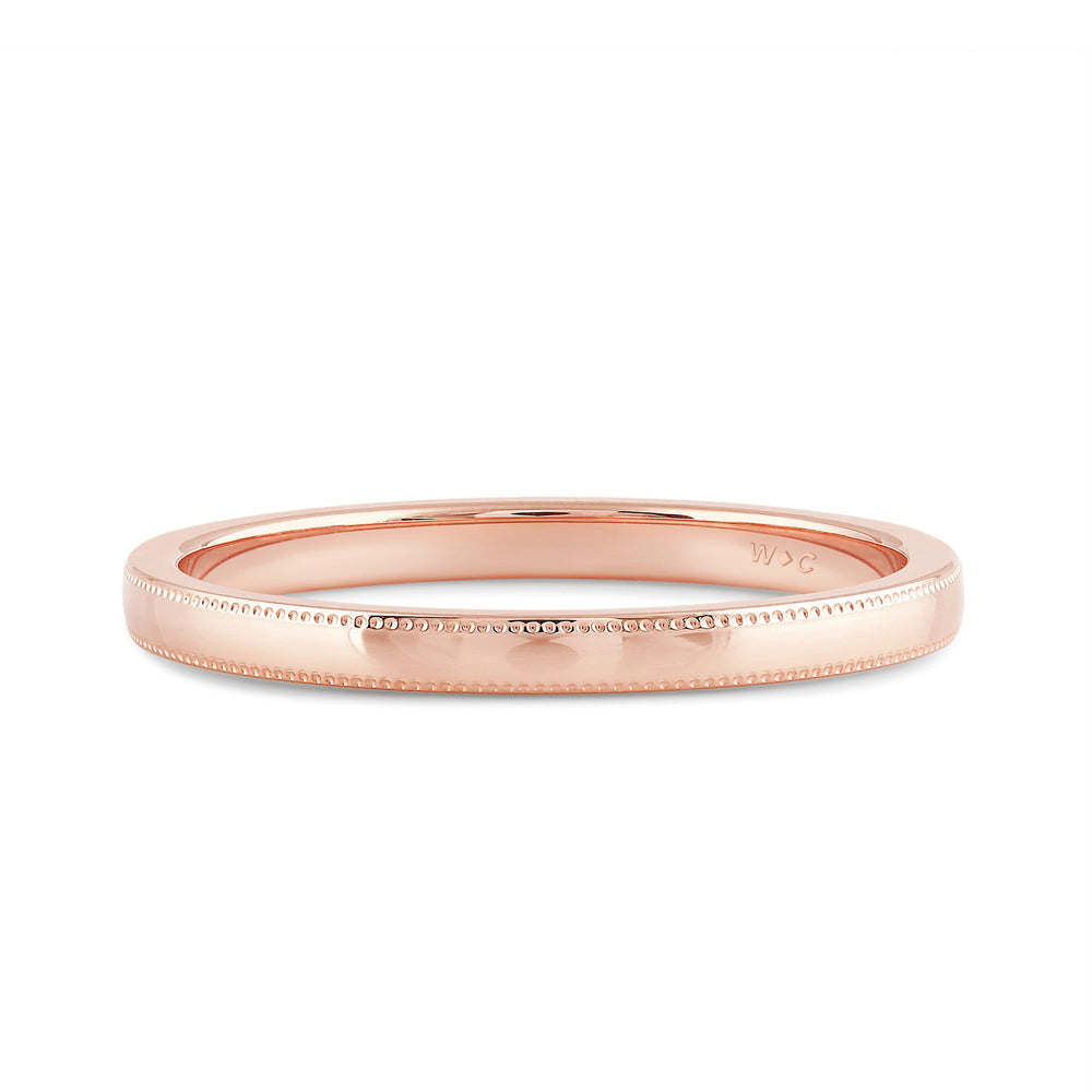 Women's Milgrain Medium Dome Comfort Fit Band with 18KT Rose Gold / 2 Cut Diamond in 14KT Rose Gold / 2 view 1
