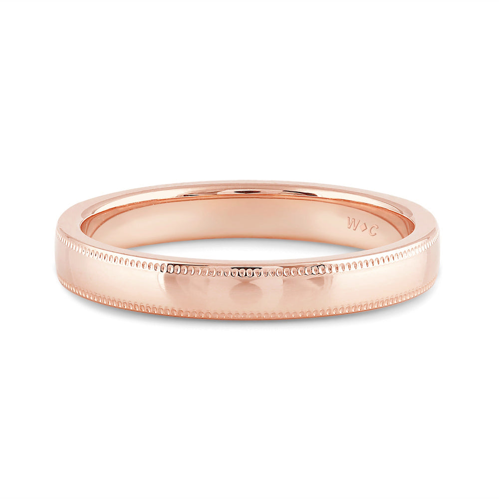 Women's Milgrain Medium Dome Comfort Fit Band with 18KT Rose Gold / 3 Cut Diamond in 14KT Rose Gold / 3 view 1
