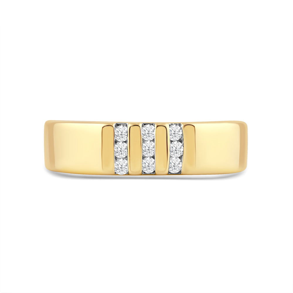 Three Line Stone Diamond Men's Ring with 18KT Yellow Gold / Lab / 1/4 Cut Diamond in 14KT Yellow Gold / Lab / 1/4 view 1