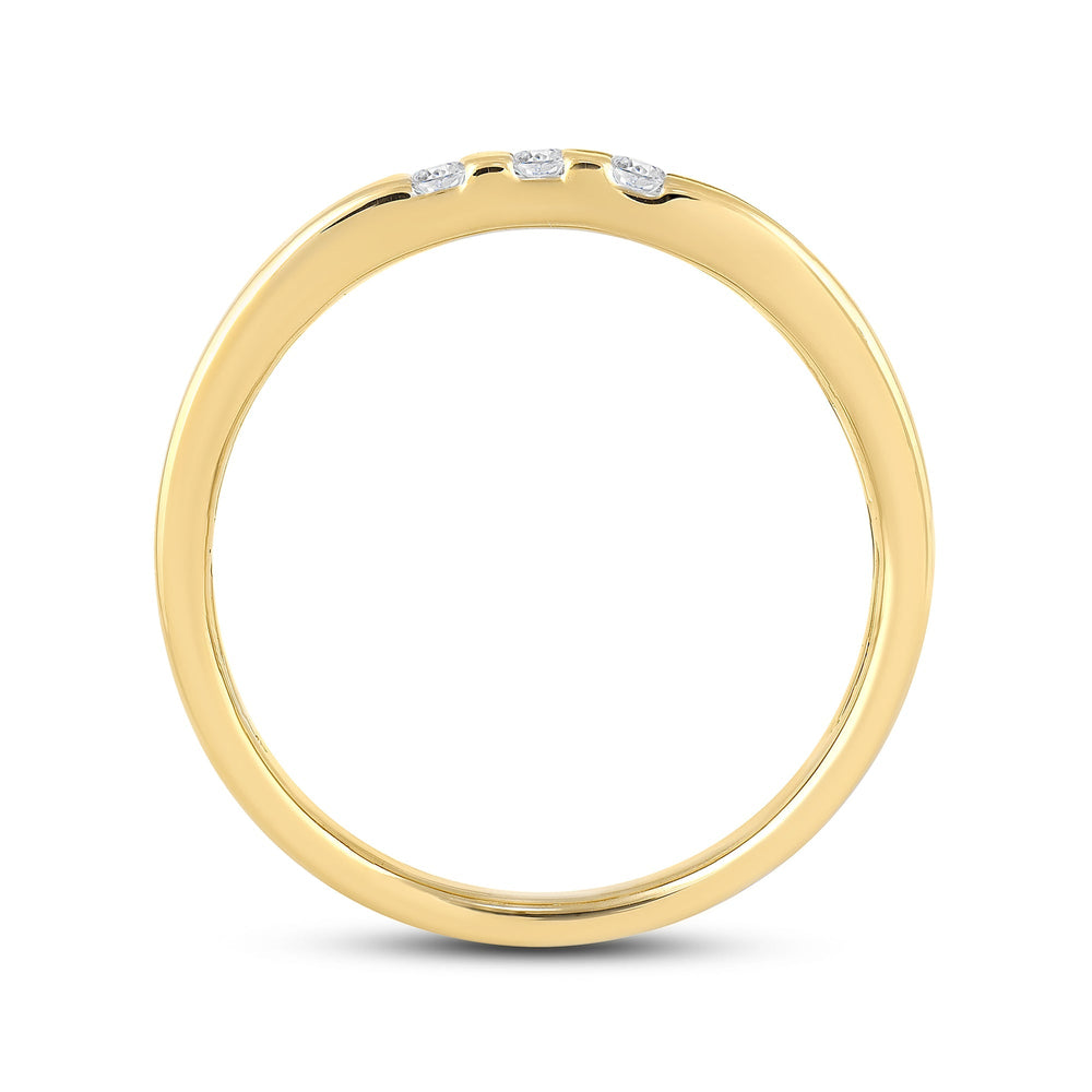 Three Line Stone Diamond Men's Ring with 18KT Yellow Gold / Lab / 1/4 Cut Diamond in 14KT Yellow Gold / Lab / 1/4 view 2