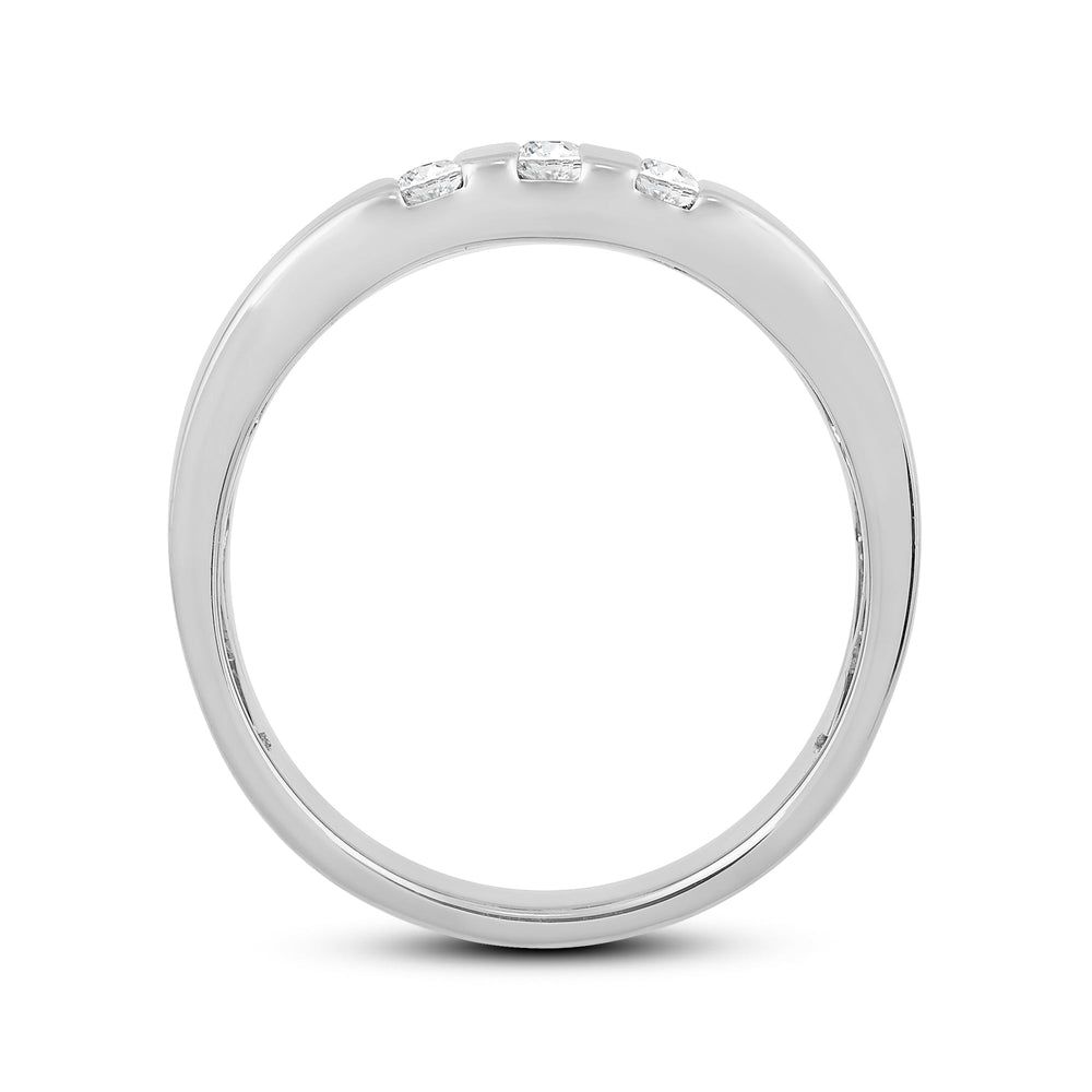 Three Line Stone Diamond Men's Ring with Platinum / Lab / 1/2 Cut Diamond in 14KT Platinum / Lab / 1/2 view 2