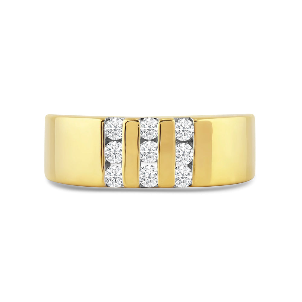 Three Line Stone Diamond Men's Ring with 18KT Yellow Gold / Lab / 1/2 Cut Diamond in 14KT Yellow Gold / Lab / 1/2 view 1
