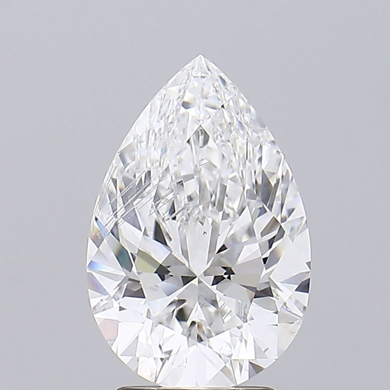 3.05 Carat Pear Lab Diamond with  Cut Diamond in 14KT  view 1