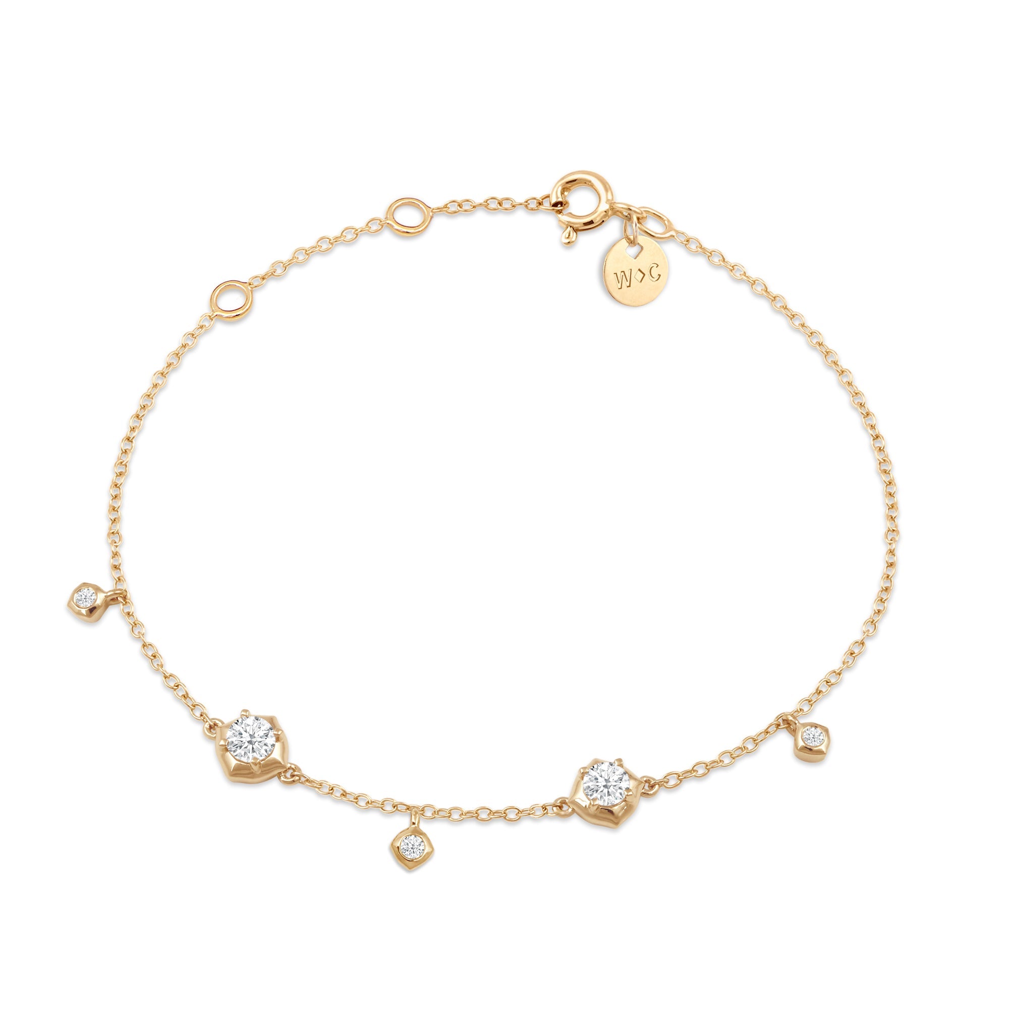 14K Gold Diamond Charm Bracelet