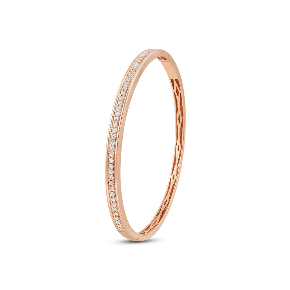 Classic Pave Diamond Bangle with Lab Cut Diamond in 14KT Rose Gold view 3