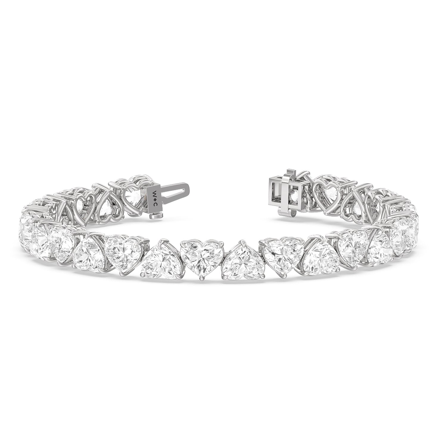Heart shaped diamond tennis bracelet Clearance