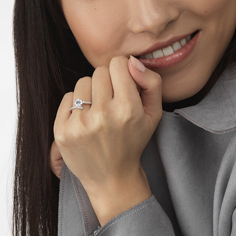 Model Wearing Twist Diamond Engagement Ring view