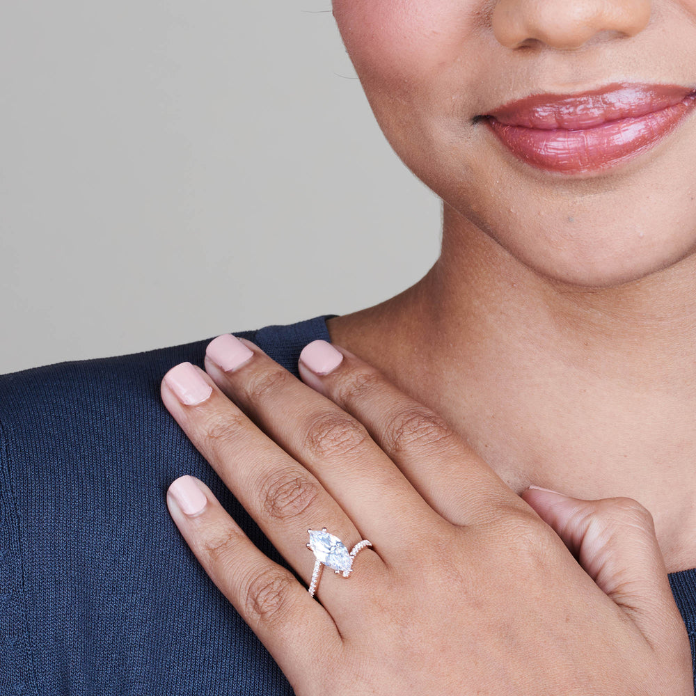 Model Wearing Twist Diamond Engagement Ring view