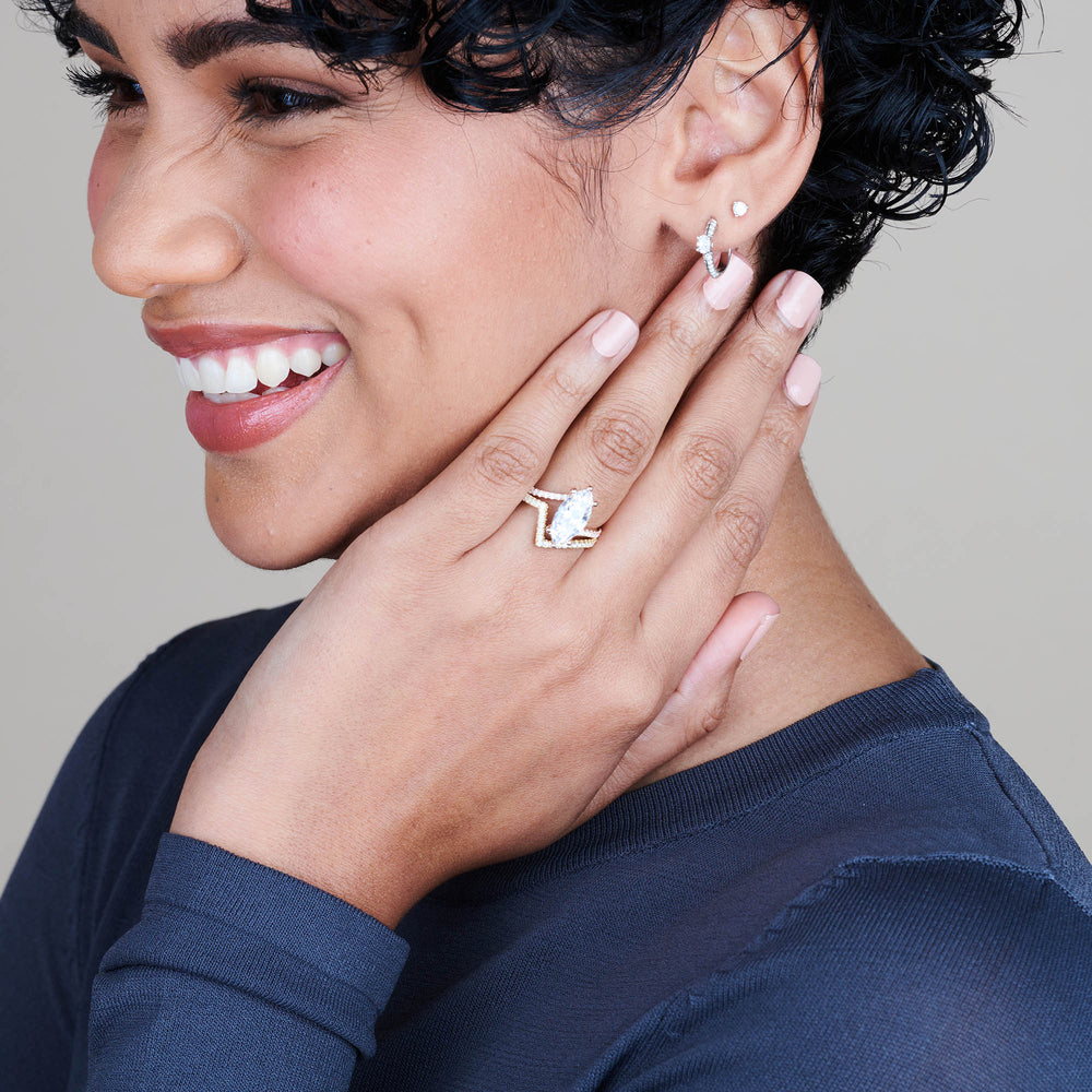 Model Wearing Twist Diamond Engagement Ring view