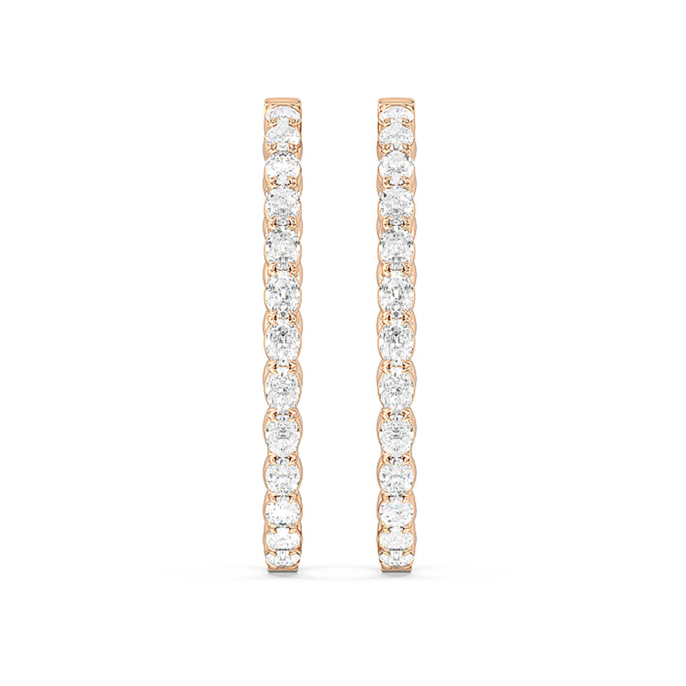 Oval Diamond Inside-Out Large Hoop Earrings with 14KT Rose Gold / Lab / 7 1/3 Cut Diamond in 14KT Rose Gold / Lab / 7 1/3 view 3