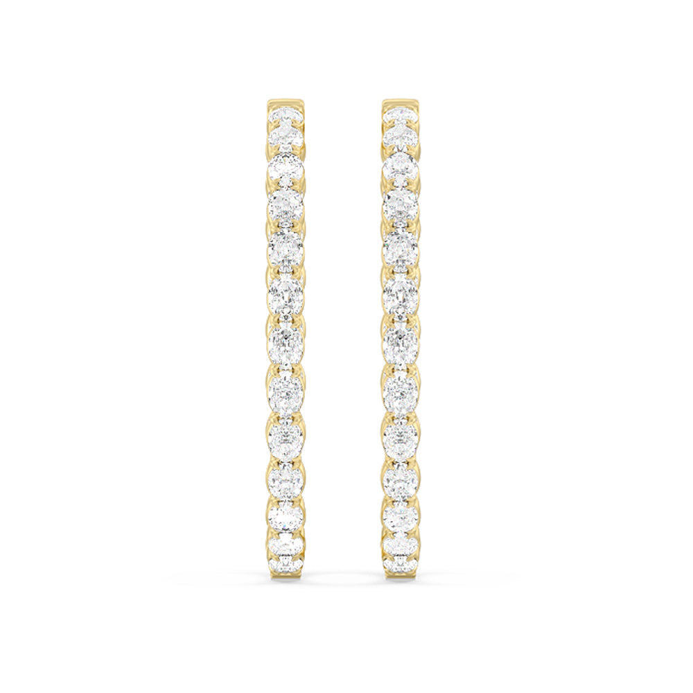 Oval Diamond Inside-Out Large Hoop Earrings with 14KT Yellow Gold / Lab / 7 1/3 Cut Diamond in 14KT Yellow Gold / Lab / 7 1/3 view 3