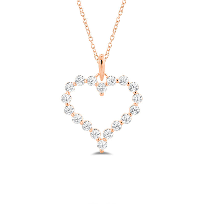 Lab Diamond Heart Pendant with 14KT Rose Gold / Lab / 1/2 Cut Diamond in 14KT Rose Gold / Lab / 1/2 view 2