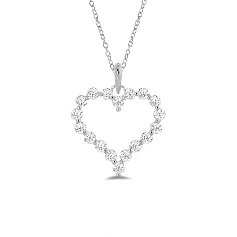 Lab Diamond Heart Pendant with 14KT White Gold / Lab / 1/2 Cut Diamond in 14KT White Gold / Lab / 1/2 view 2