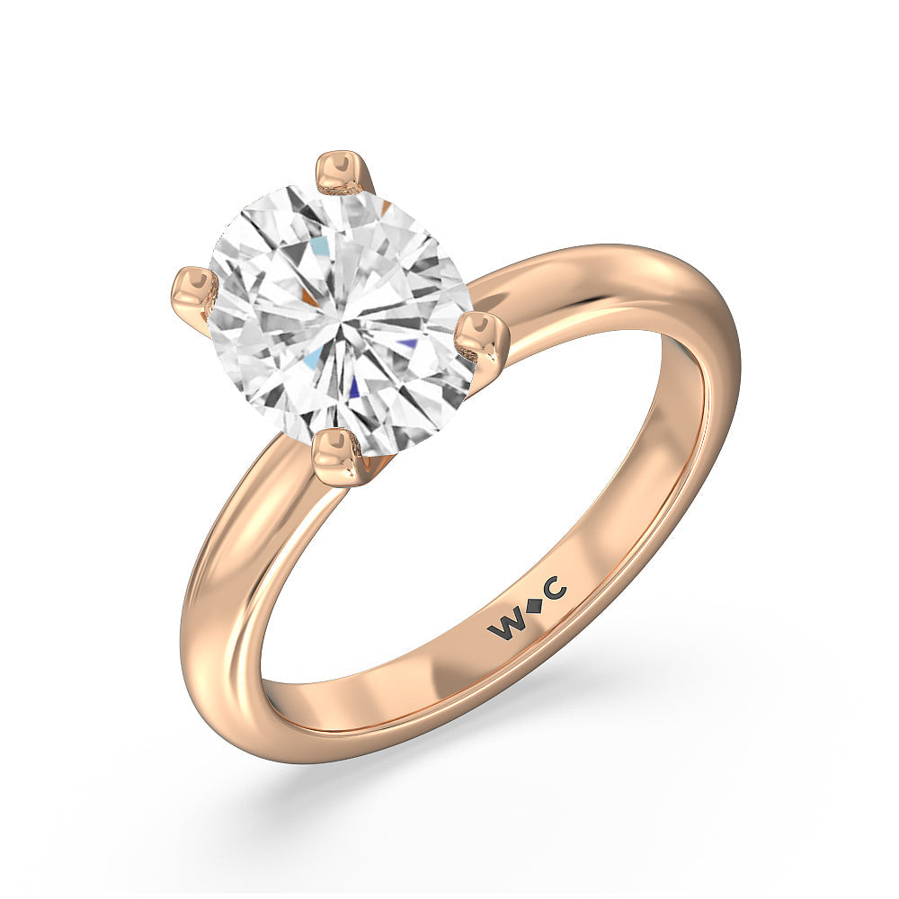 Classic Four Prong Solitaire Diamond Engagement Ring with Oval Cut Diamond in 14KT Rose Gold view 4