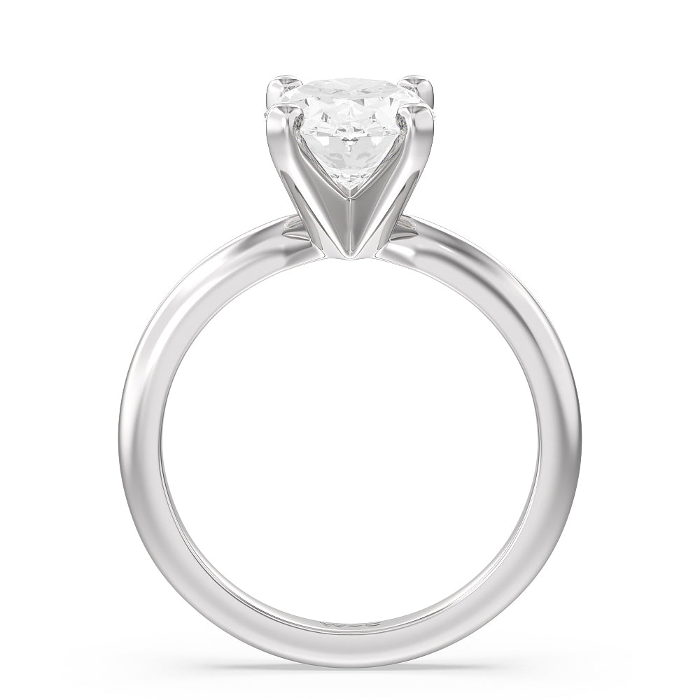 Classic Four Prong Solitaire Diamond Engagement Ring with Oval Cut Diamond in 14KT Platinum view 3