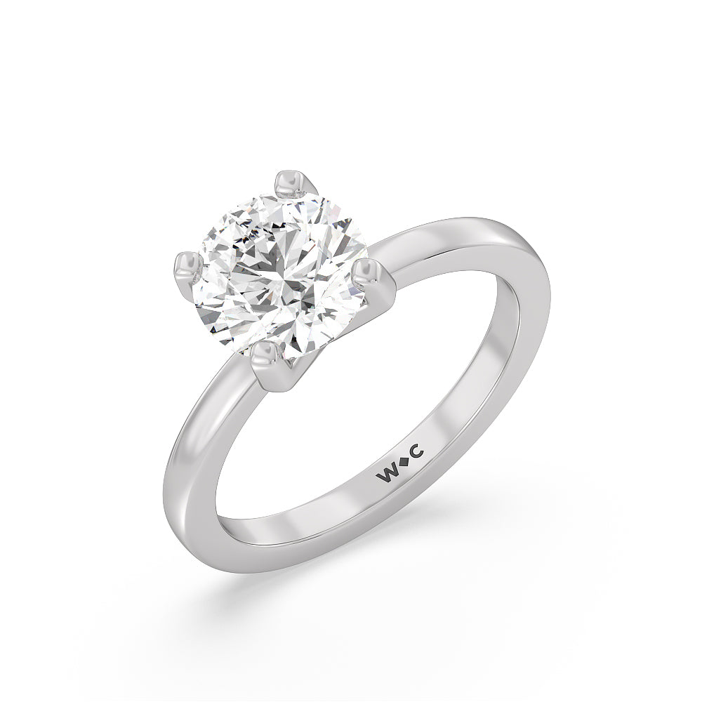 2 cttw Round Cut Petite Solitaire Diamond Engagement Ring with 2 Cut Diamond in 14KT Round view 4