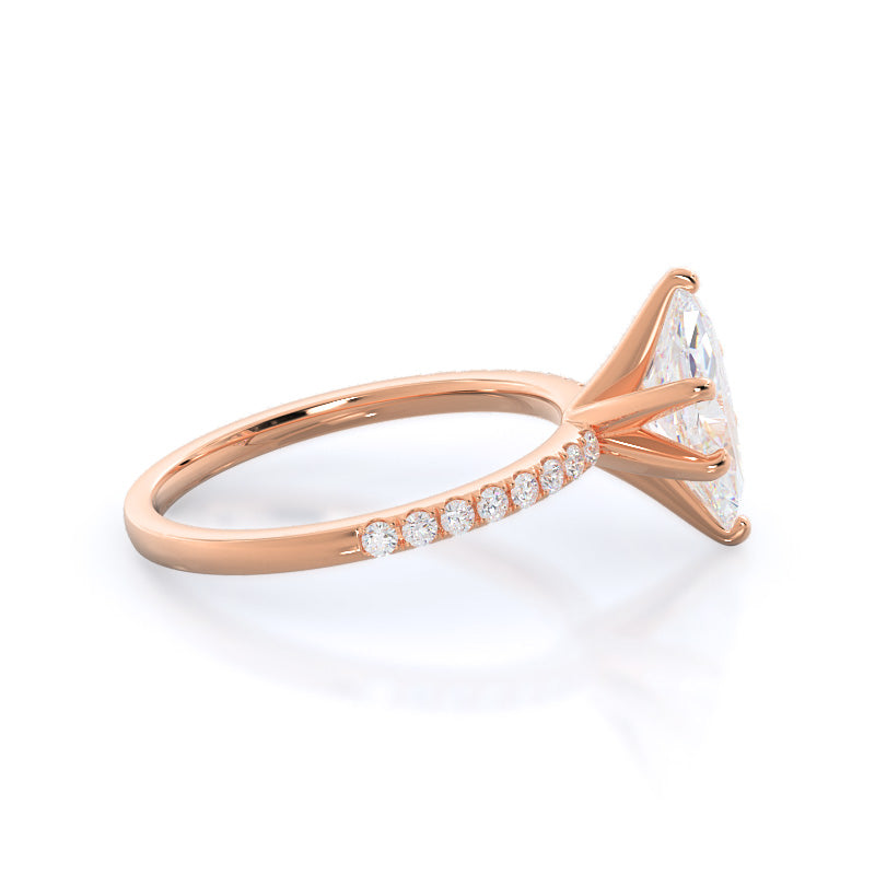 Classic Pave Diamond Engagement Ring with Marquise Cut Diamond in 14KT Rose Gold view 3