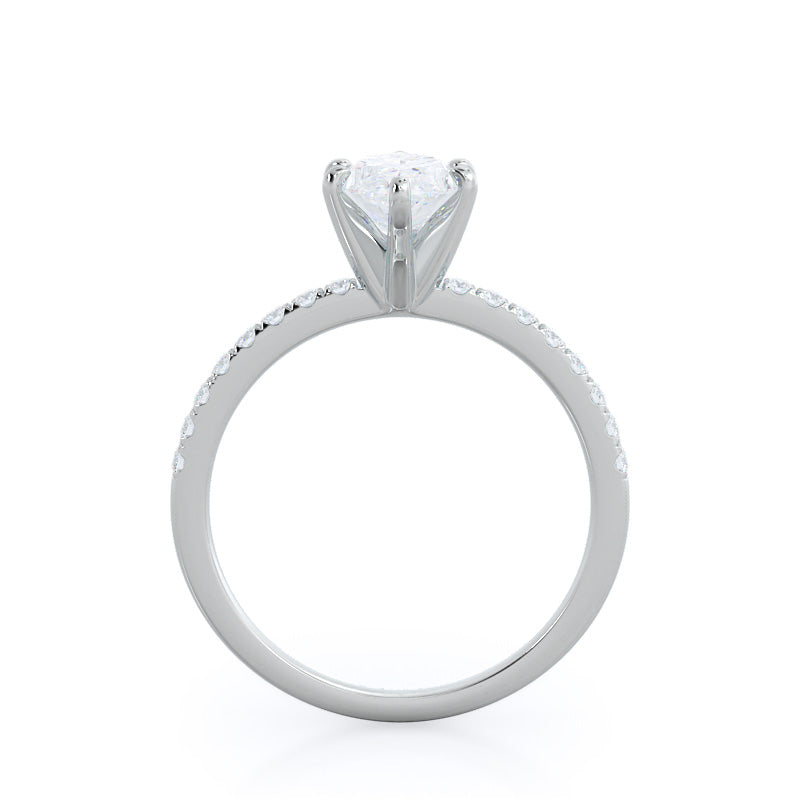 Classic Pave Diamond Engagement Ring with Marquise Cut Diamond in 14KT Platinum view 2