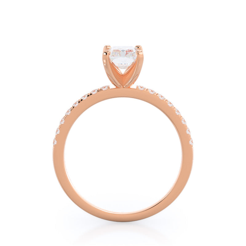 Classic Pave Diamond Engagement Ring with Radiant Cut Diamond in 14KT Rose Gold view 2